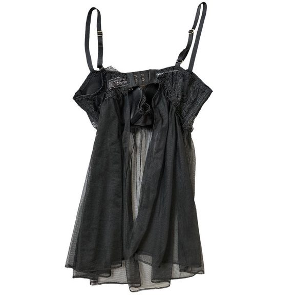 Victoria's Secret Black Lace Mesh Babydoll Women's Size 34B - Picture 2 of 9